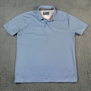 Twillory Polo Shirt Mens Large Blue Pink Striped Athleisure Performance Golf